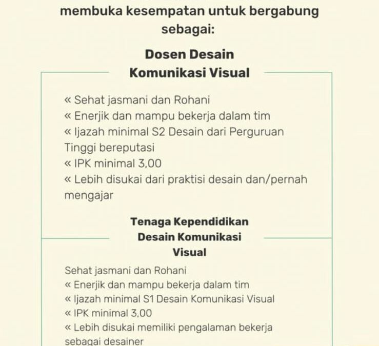 We Are Hiring Dosen Komunikasi Visual