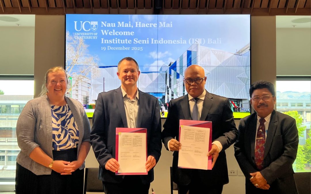 Perluas Jejaring Global, ISI BALI–University of Canterbury Sepakati Perjanjian Kerja Sama